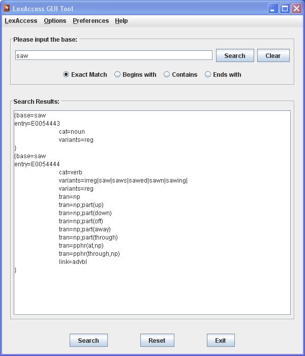 LexAccess - Search by base