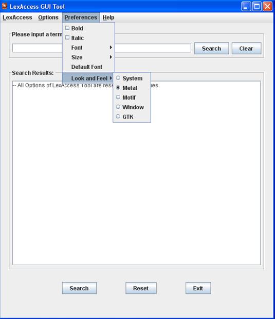 LexAccess - Preferences Options