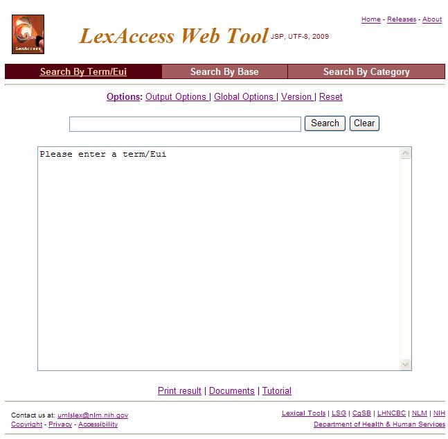 LexAccess - Starting page
