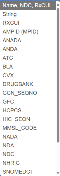 RxNav Identifier Choices